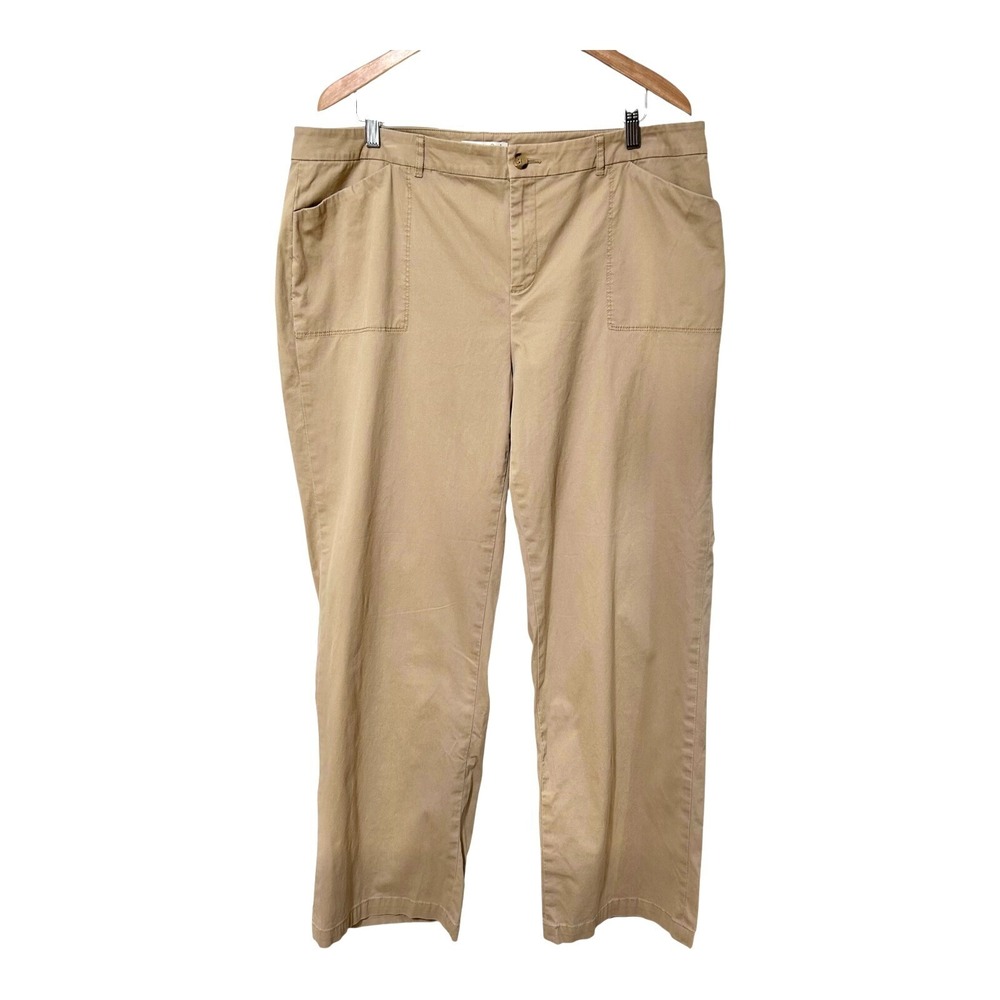 Coldwater Creek PLUS SIZE Natural Fit Pants Trousers 18 Beige Wide-Leg Stretch